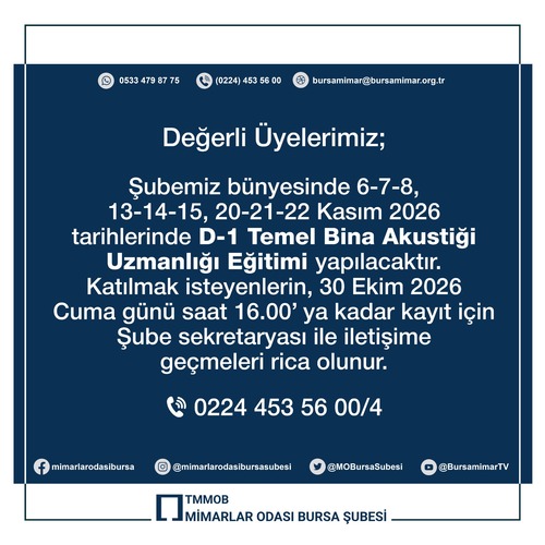 Mimarlar Odası Bursa Şubesi – Mimarlar Odası Bursa Şubesi
